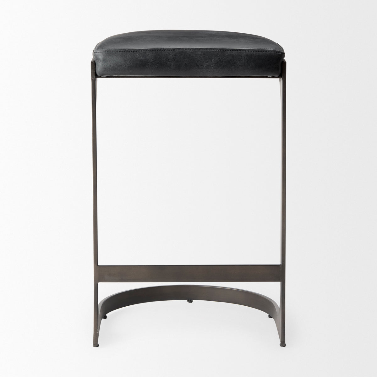 Tyson 17L x 18W x 28H Black Leather W/ Metal Frame Counter Stool-Bar Stools-DECOROLALA