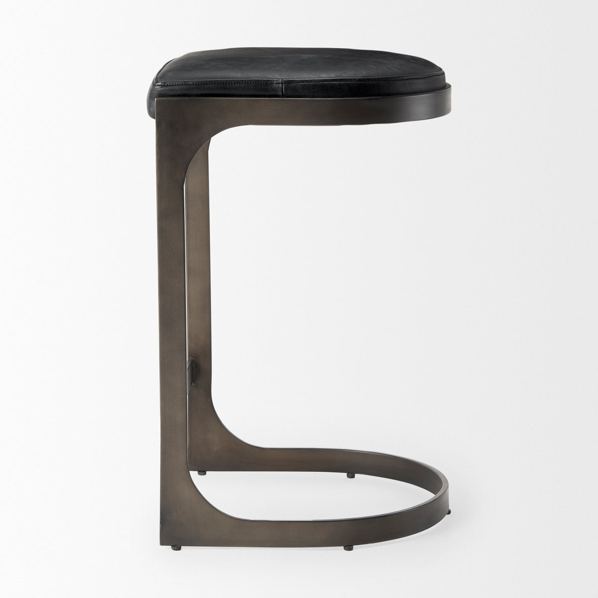 Tyson 17L x 18W x 28H Black Leather W/ Metal Frame Counter Stool-Bar Stools-DECOROLALA
