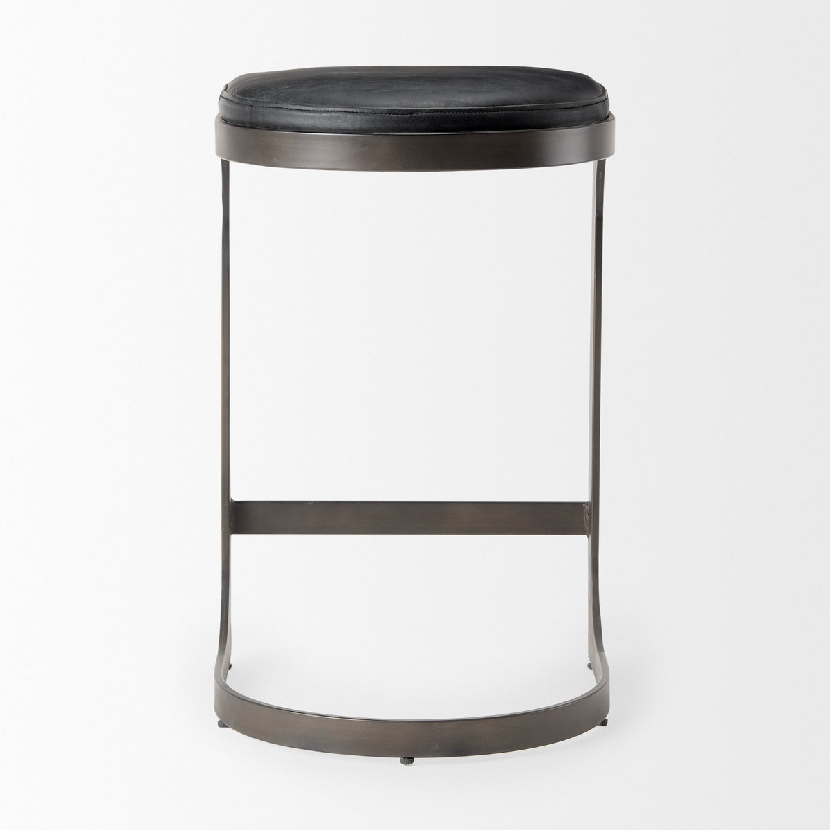 Tyson 17L x 18W x 28H Black Leather W/ Metal Frame Counter Stool-Bar Stools-DECOROLALA