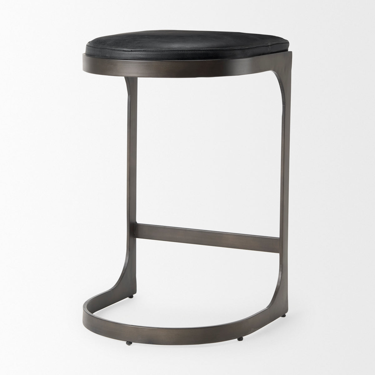 Tyson 17L x 18W x 28H Black Leather W/ Metal Frame Counter Stool-Bar Stools-DECOROLALA