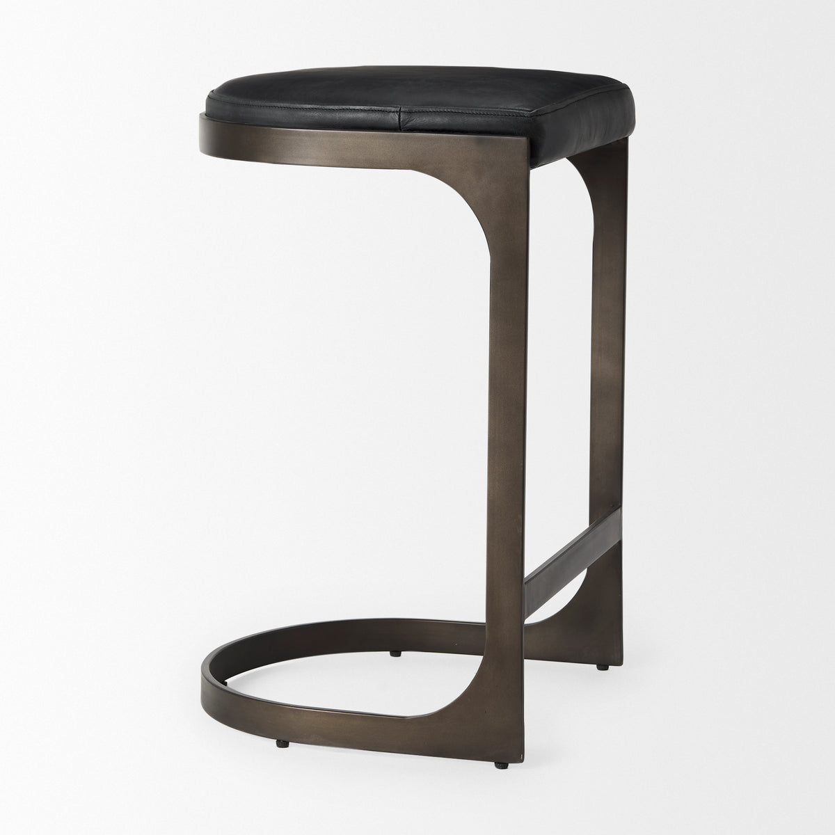 Tyson 17L x 18W x 28H Black Leather W/ Metal Frame Counter Stool-Bar Stools-DECOROLALA