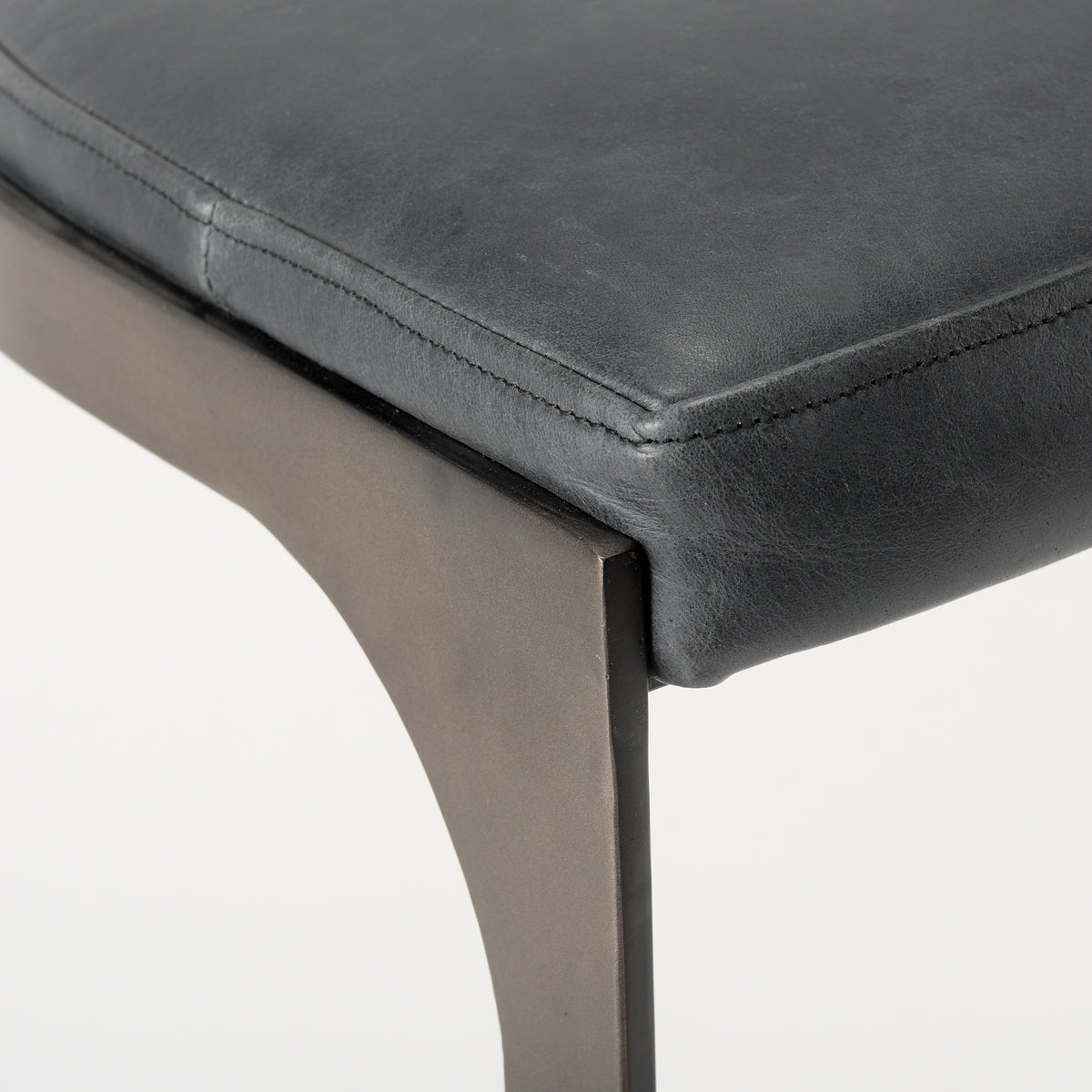 Tyson 17L x 18W x 28H Black Leather W/ Metal Frame Counter Stool-Bar Stools-DECOROLALA