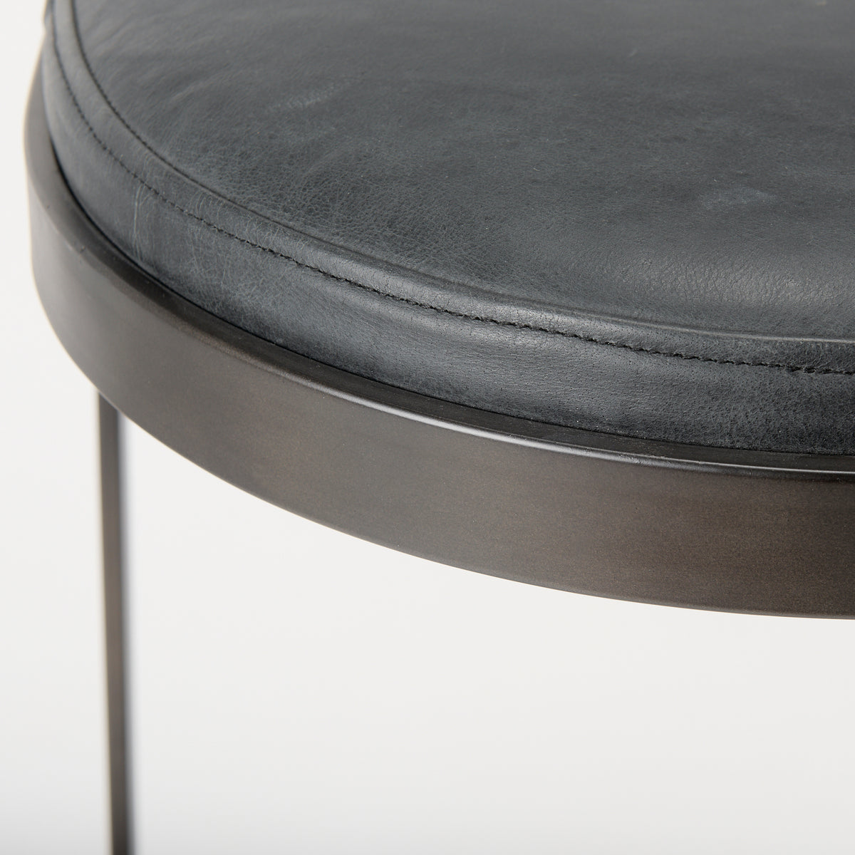 Tyson 17L x 18W x 28H Black Leather W/ Metal Frame Counter Stool-Bar Stools-DECOROLALA