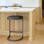 Tyson 17L x 18W x 28H Black Leather W/ Metal Frame Counter Stool-Bar Stools-DECOROLALA