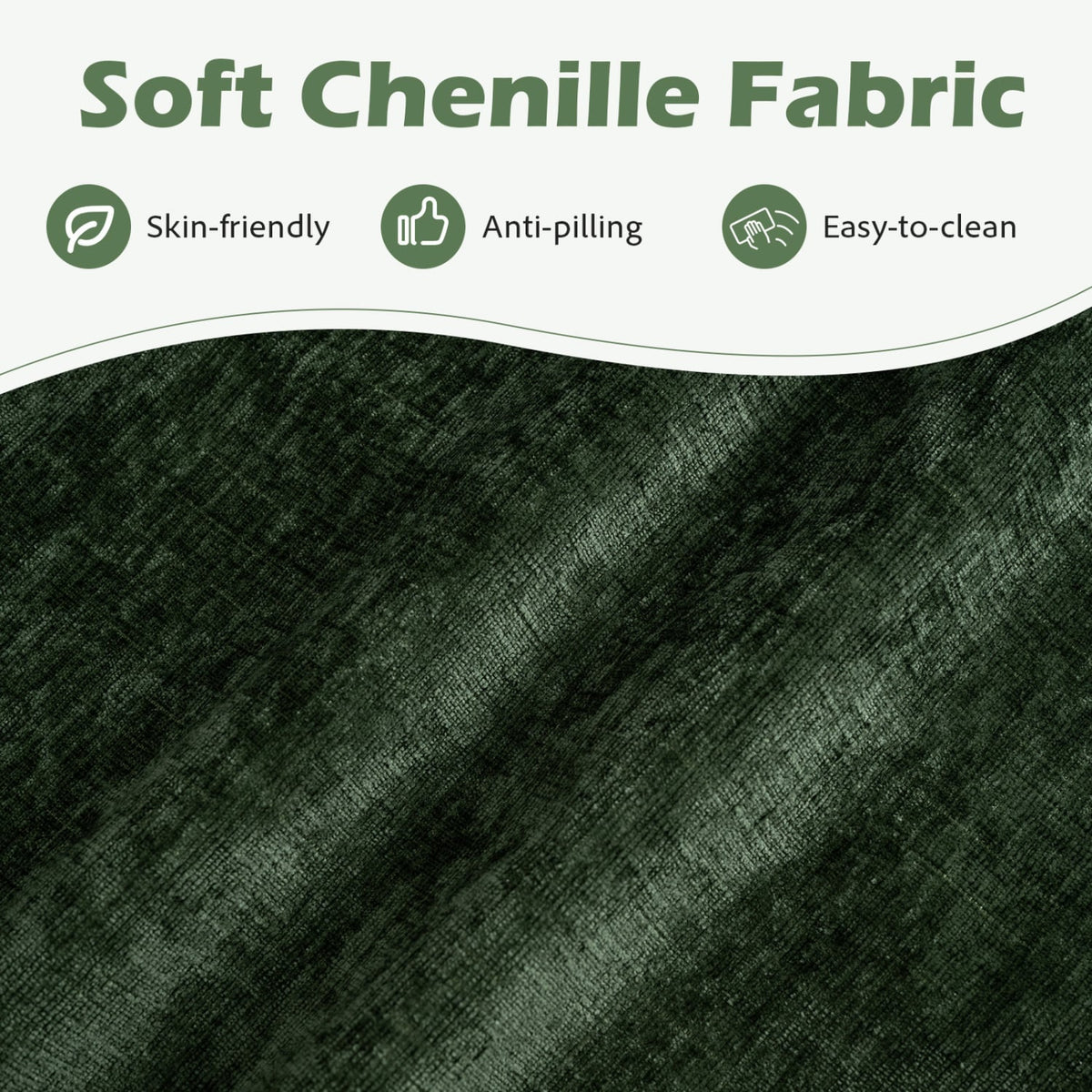 U-Shaped Sectional Couch - 101.5" Double Chaise Chenille Green-Sofas & Loveseats-DECOROLALA