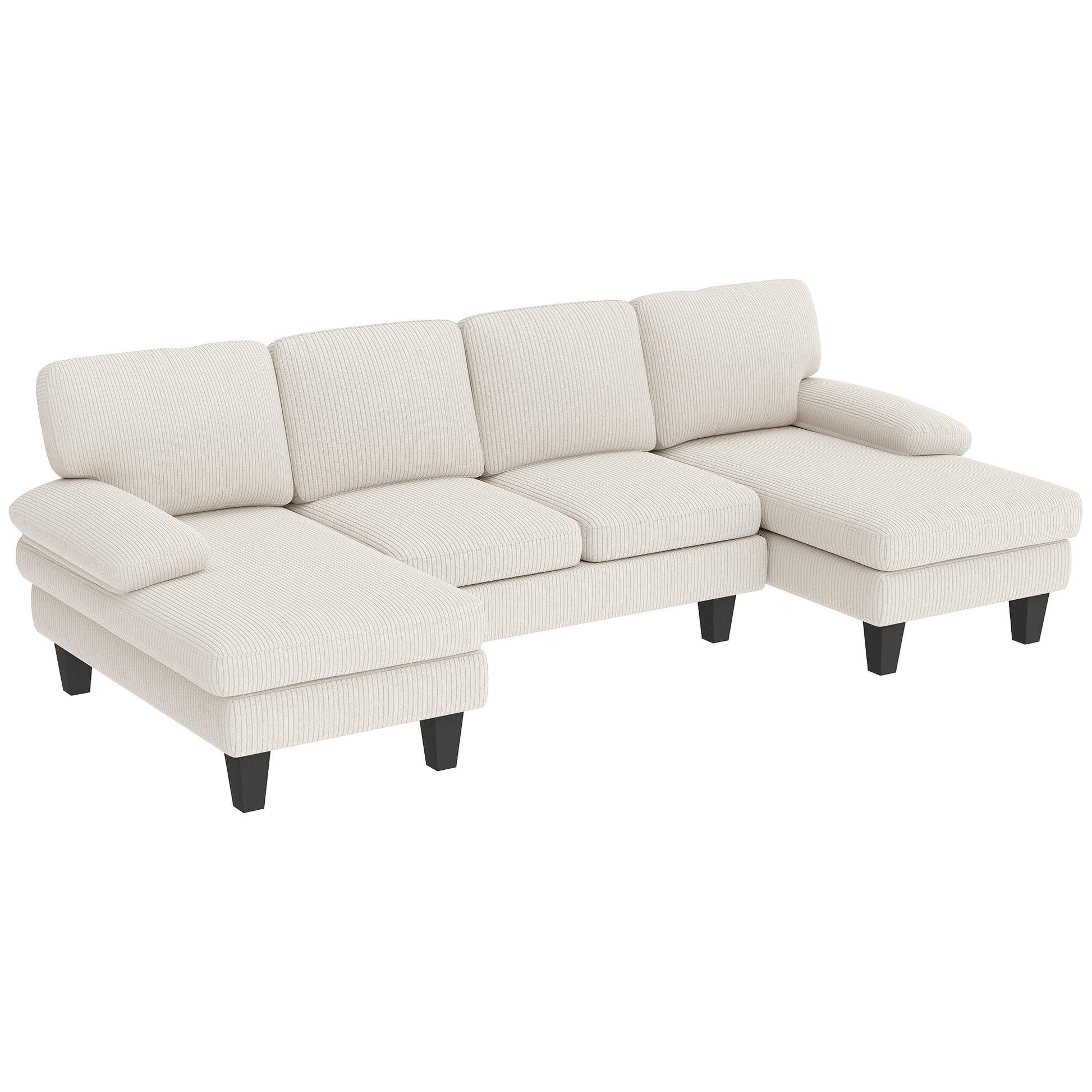 U Shaped Sectional Sofa - Dark Grey Corduroy-DECOROLALA