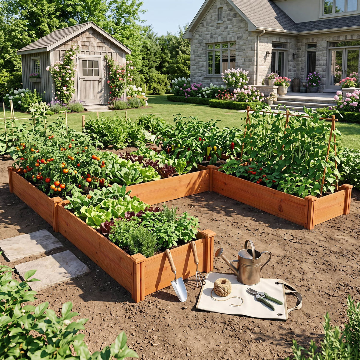 U-Shaped Wooden Garden Raised Bed for Backyard and Patio-Orange-Raised Garden Beds-DECOROLALA