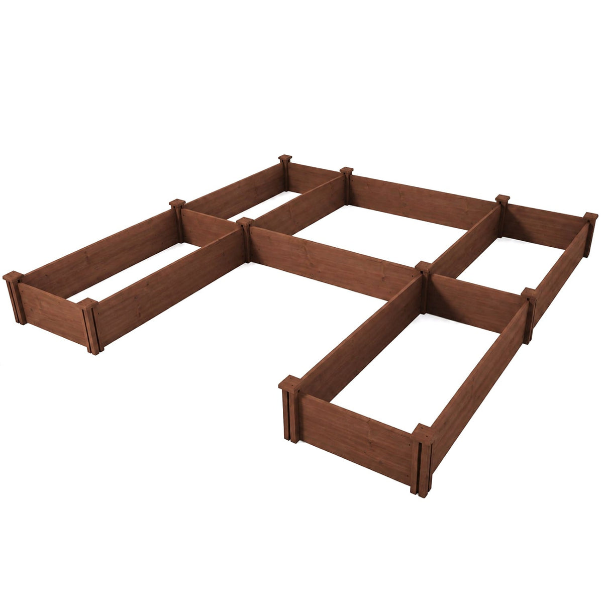 U-Shaped Wooden Garden Raised Bed for Backyard and Patio-Rustic Brown-Raised Garden Beds-DECOROLALA