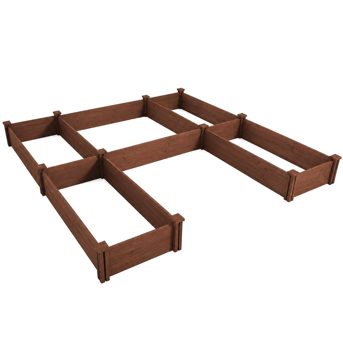 U-Shaped Wooden Garden Raised Bed for Backyard and Patio-Rustic Brown-Raised Garden Beds-DECOROLALA