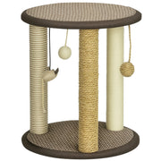 17" Cat Tree, Kitty Activity Centre with Hanging Toys, Cat Tower with Jute, Sisal, Seagrass Scratching Post, Brown