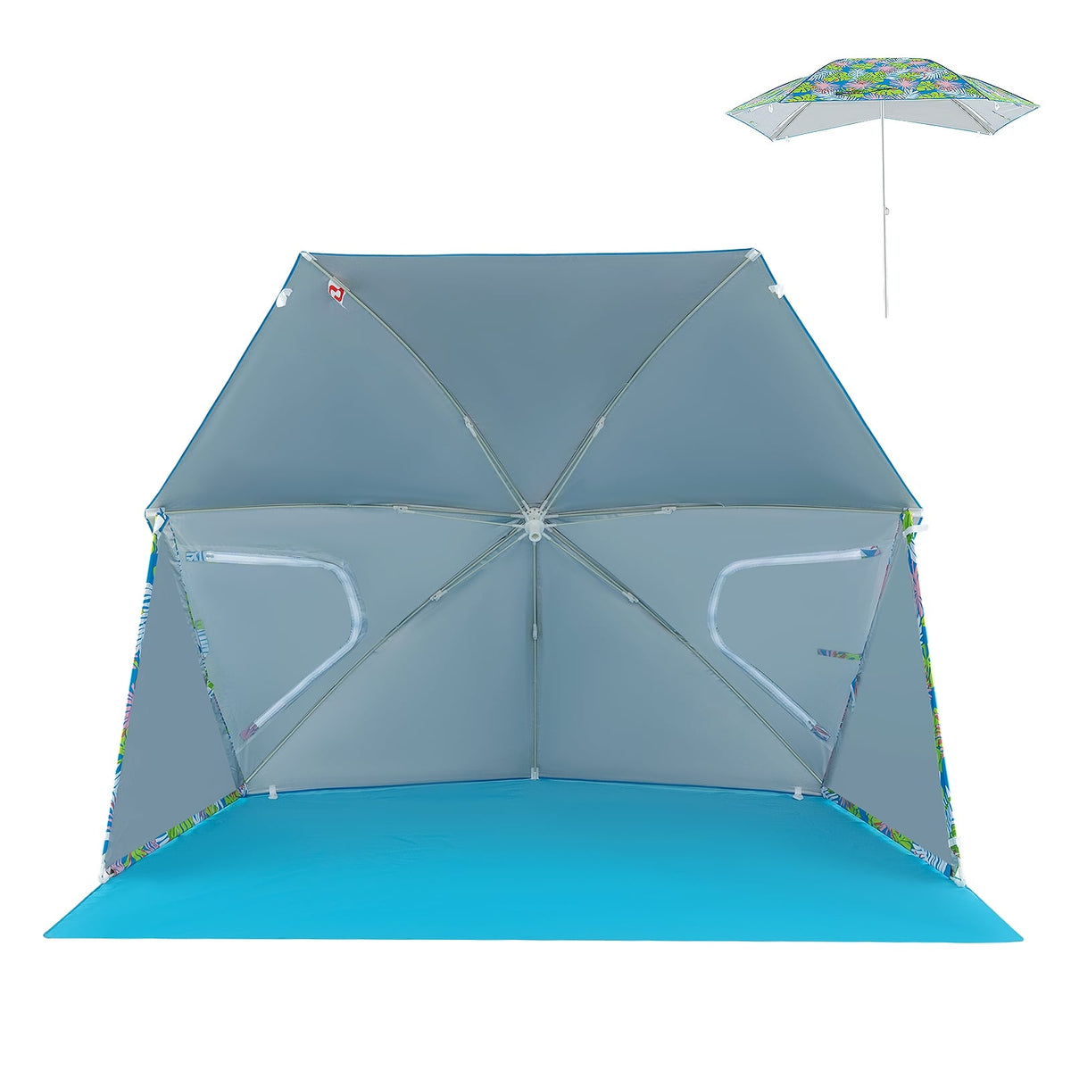 UPF50+ Sun Protection Beach Umbrella Tent with Portable Carrying Bag-Blue-Tents-DECOROLALA
