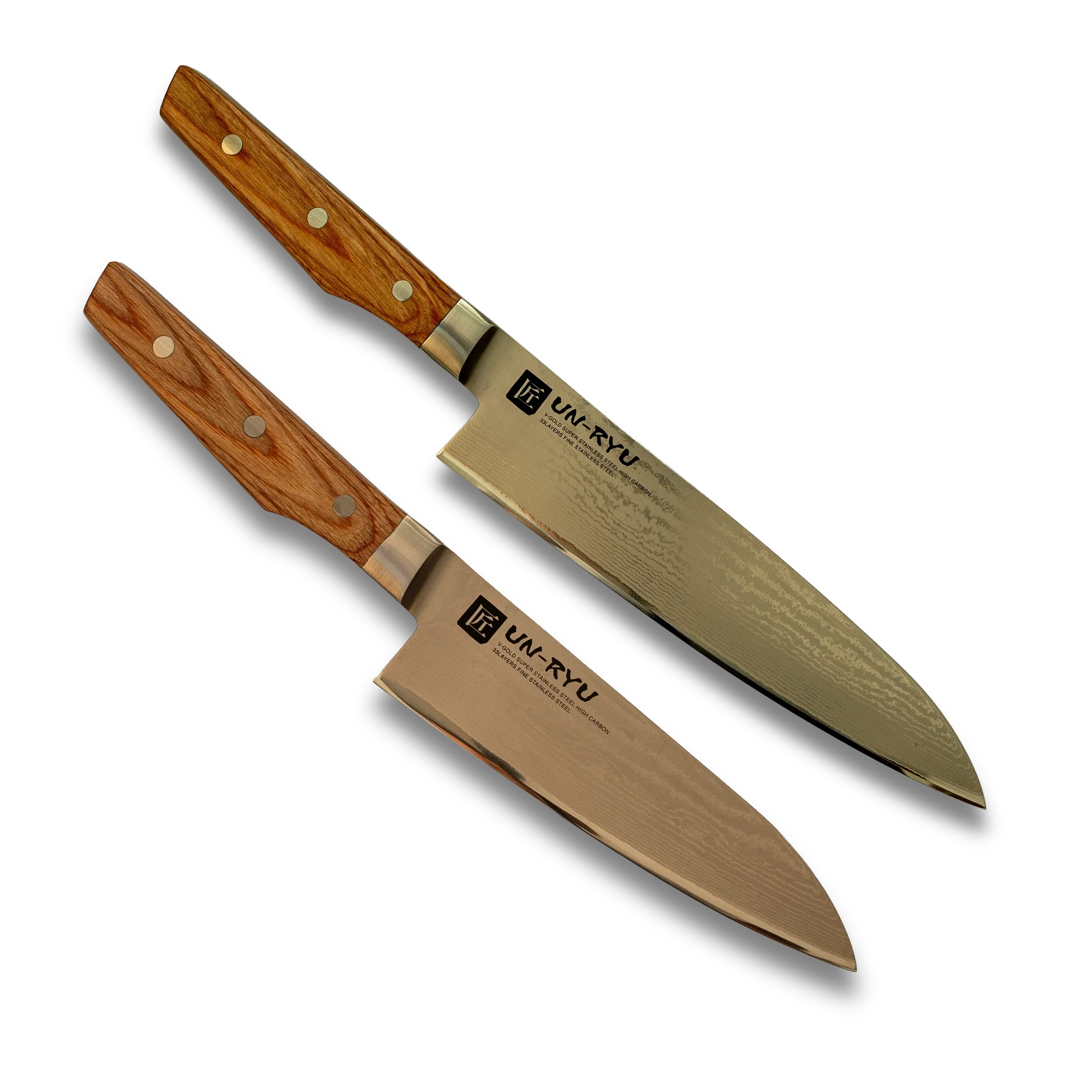Un-Ryu 2-Piece Japanese Knife Set – VG-10 33-Layer Gyuto 210mm & Santoku 170mm-0