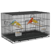 Birdcage for Canaries, Lovebirds Finches, Budgie Cage with Removable Tray, Bottom Mesh Panel, Wooden Perches, Food Containers, 30"L x 18"W x 18"H, Black