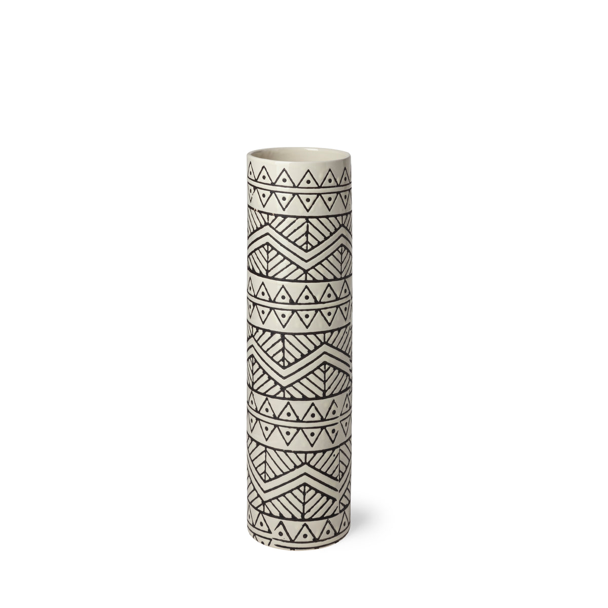 Uhura I Ceramic Cylindrical Vase - Cream/Black-Vases-DECOROLALA