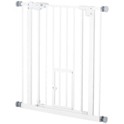 Barrière pour animaux extra-large à fixation par pression avec chatière, fermeture automatique, pour escaliers et couloirs, 29-32 pouces, blanche