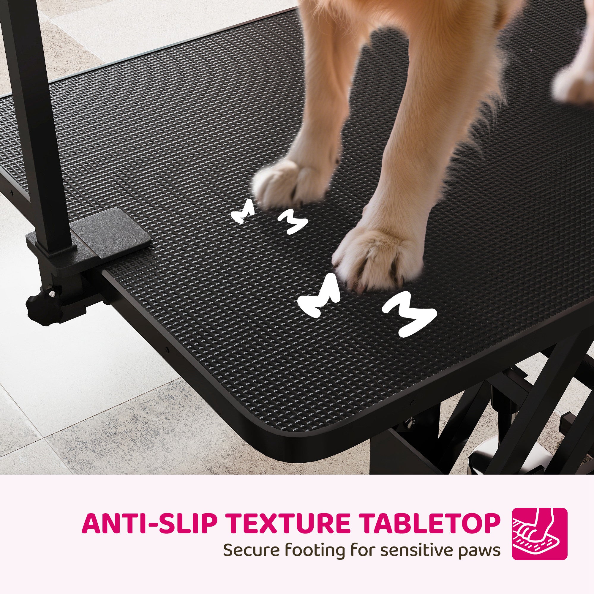 43" L Hydraulic Dog Grooming Table, Z-Lift Height Adjustable Pet Grooming Table with Noose and Non-Slip Tabletop