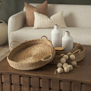 Ulana Set of 3 Round Nesting Seagrass Trays w/ Loop Handles-Trays-DECOROLALA