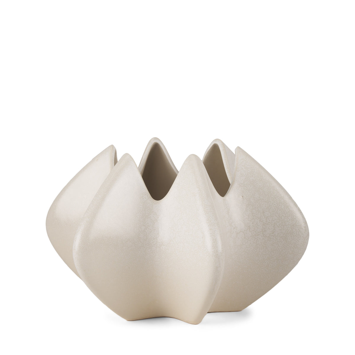 Ulrich Sculptural Cream Glazed Ceramic Vase-Vase-DECOROLALA