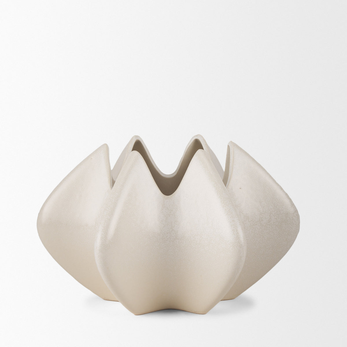 Ulrich Sculptural Cream Glazed Ceramic Vase-Vase-DECOROLALA