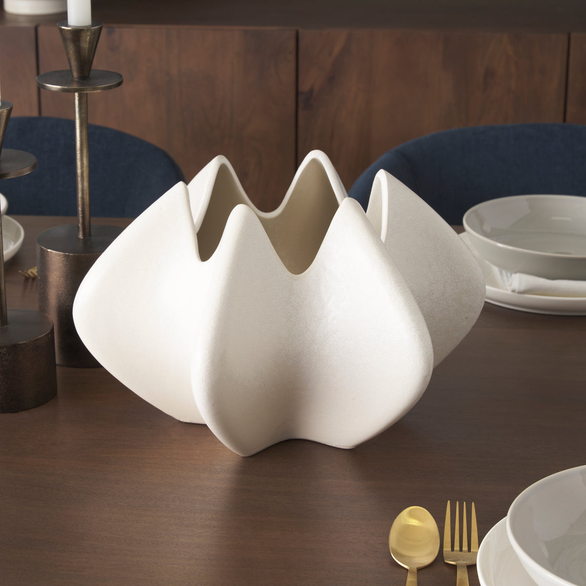 Ulrich Sculptural Glazed Ceramic Vase - Cream-Vases-DECOROLALA