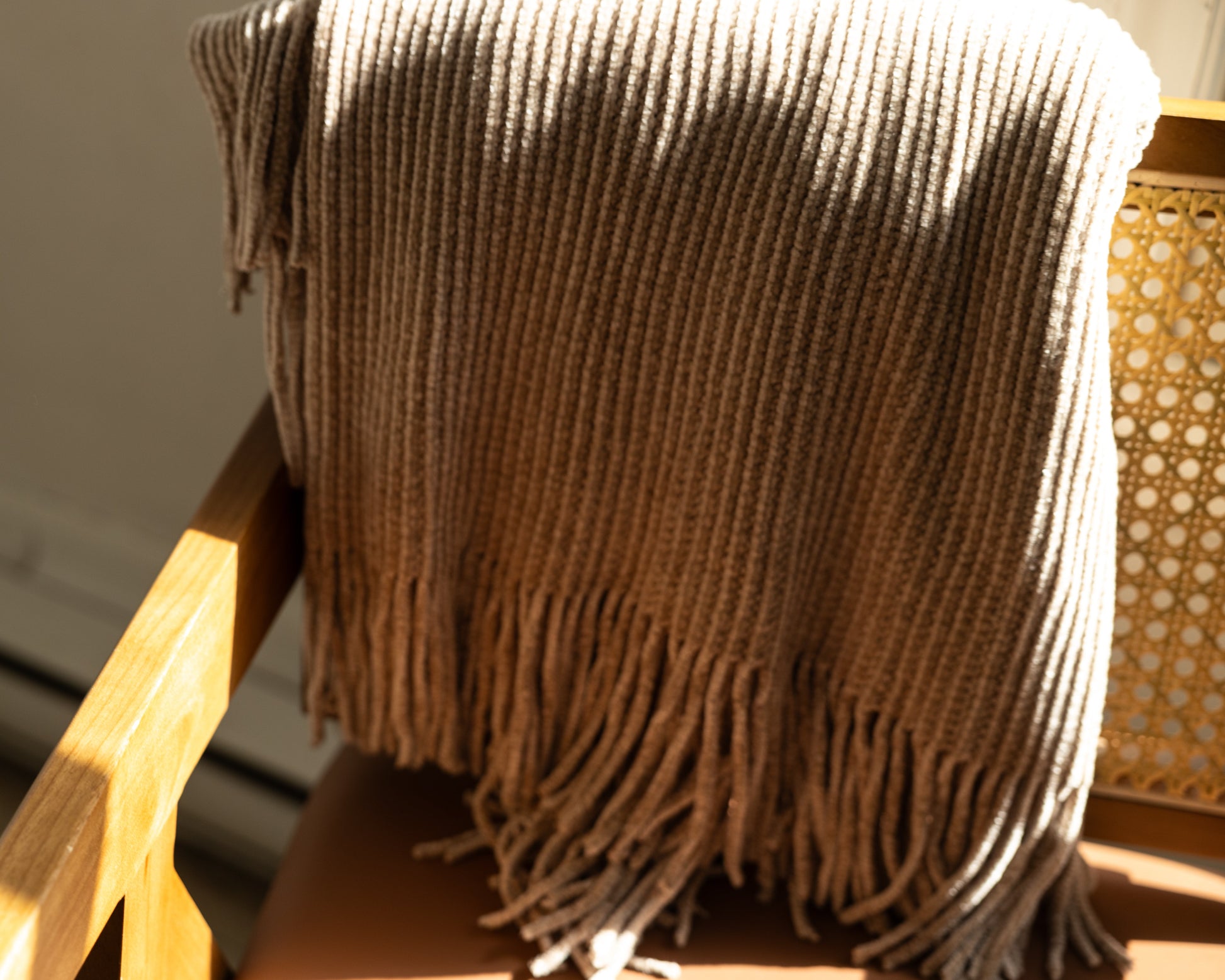 Ultra Soft Taupe Chenille Throw Blanket 50"x 60"-Throw Blankets-DECOROLALA