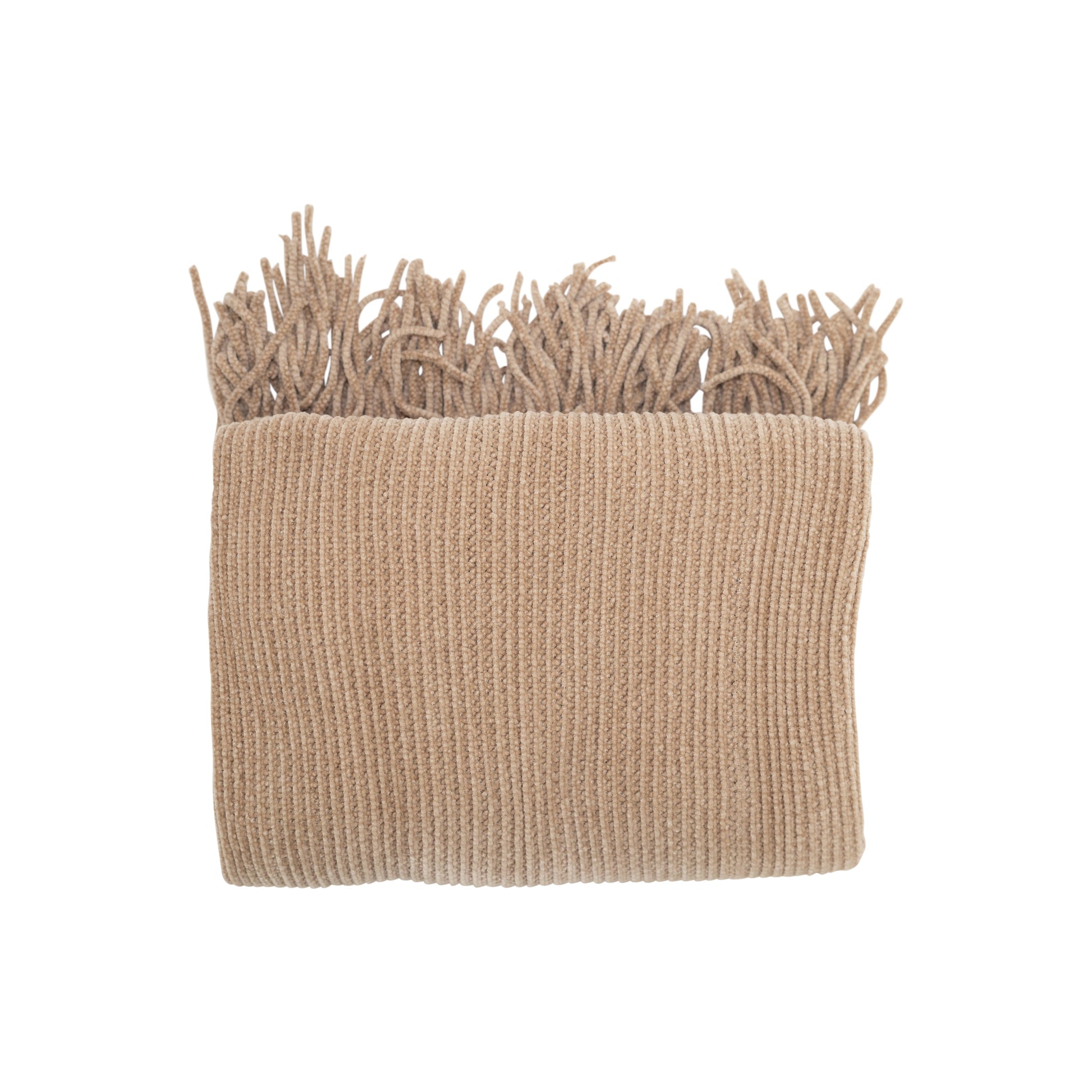 Ultra Soft Taupe Chenille Throw Blanket 50"x 60"-Throw Blankets-DECOROLALA
