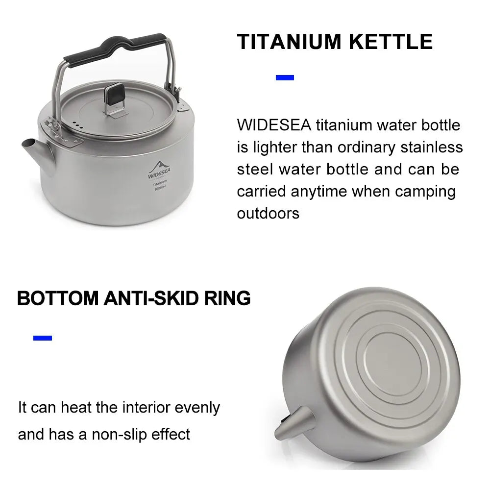 Ultralight Titanium Camping Kettle Outdoor Tea & Coffee Pot Grey-Camping Cookware & Dinnerware-DECOROLALA