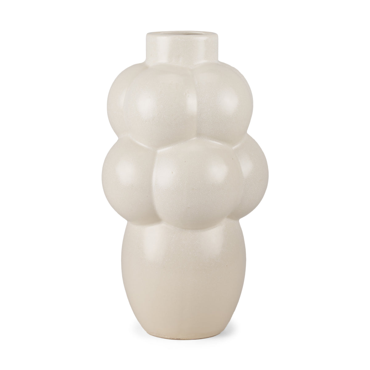Ulvi Cream Glazed Bubble Ceramic Vase-Vase-DECOROLALA
