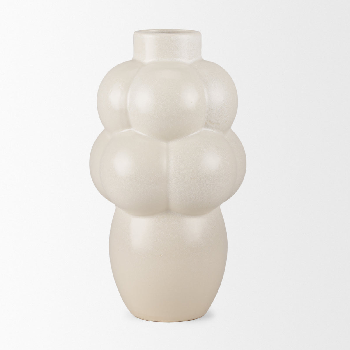 Ulvi Cream Glazed Bubble Ceramic Vase-Vase-DECOROLALA
