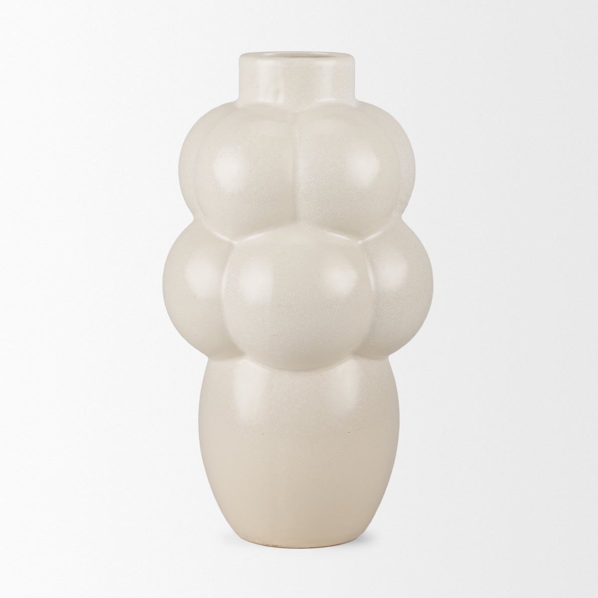 Ulvi Cream Glazed Bubble Ceramic Vase-Vase-DECOROLALA