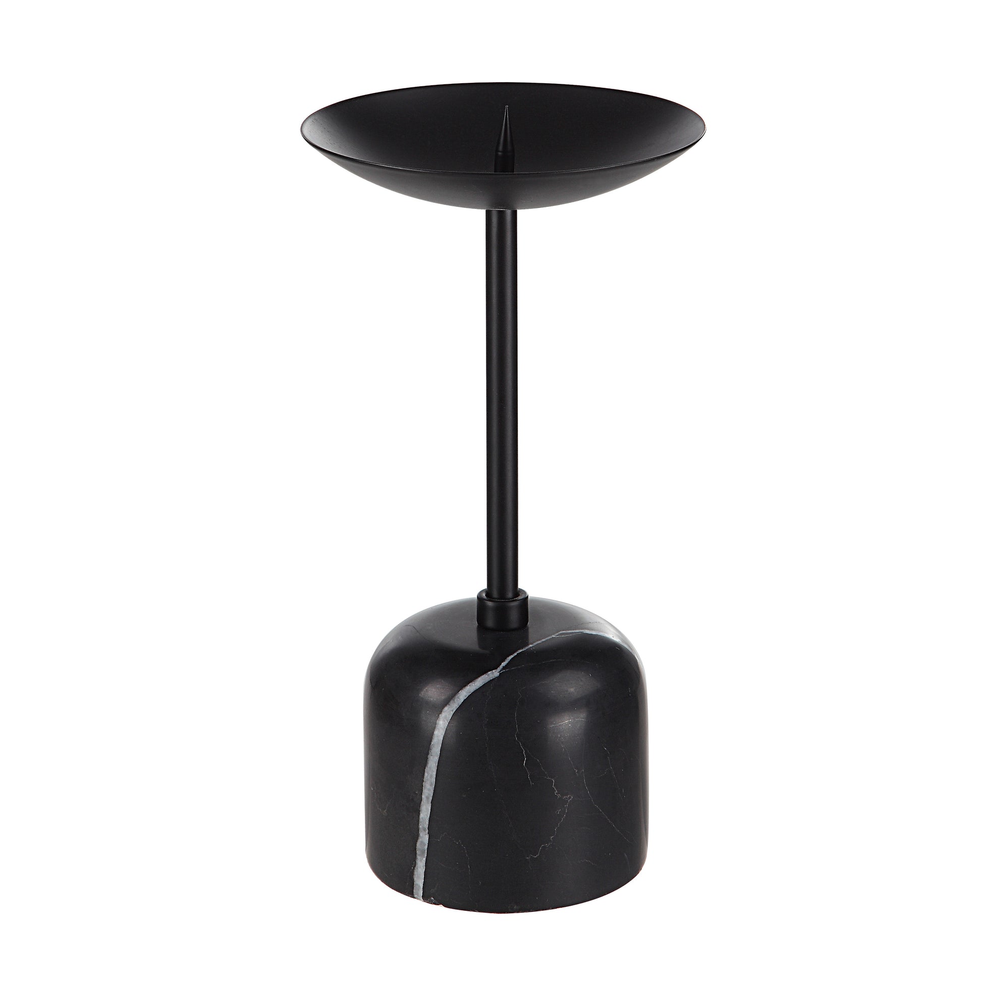 Uma Indoor Iron Set Of 2 Pillar Candle Holder, Matte Black-Candle Holder-DECOROLALA