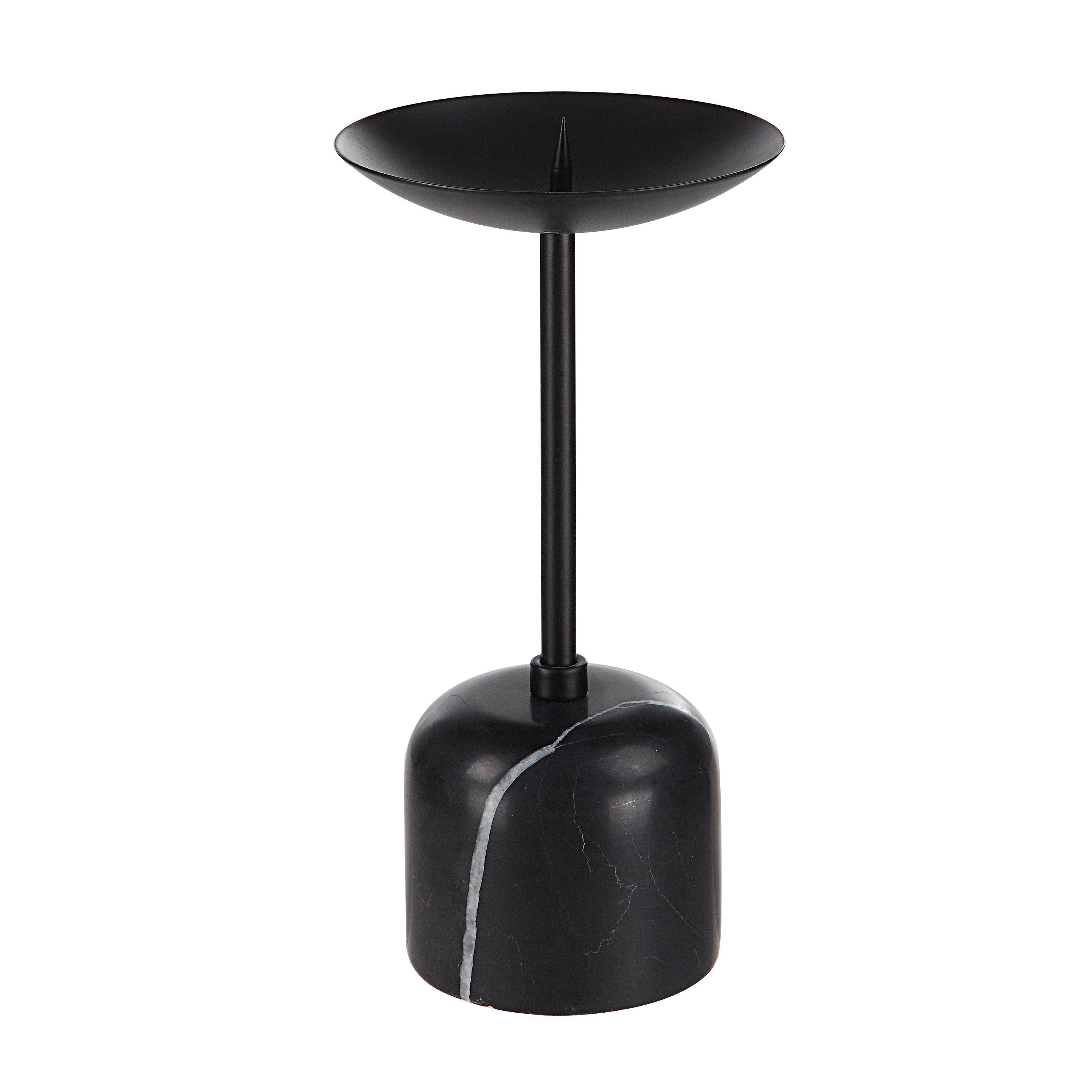 Uma Indoor Iron Set Of 2 Pillar Candle Holder, Matte Black-Candle Holder-DECOROLALA