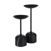 Uma Indoor Iron Set Of 2 Pillar Candle Holder, Matte Black-Candle Holder-DECOROLALA