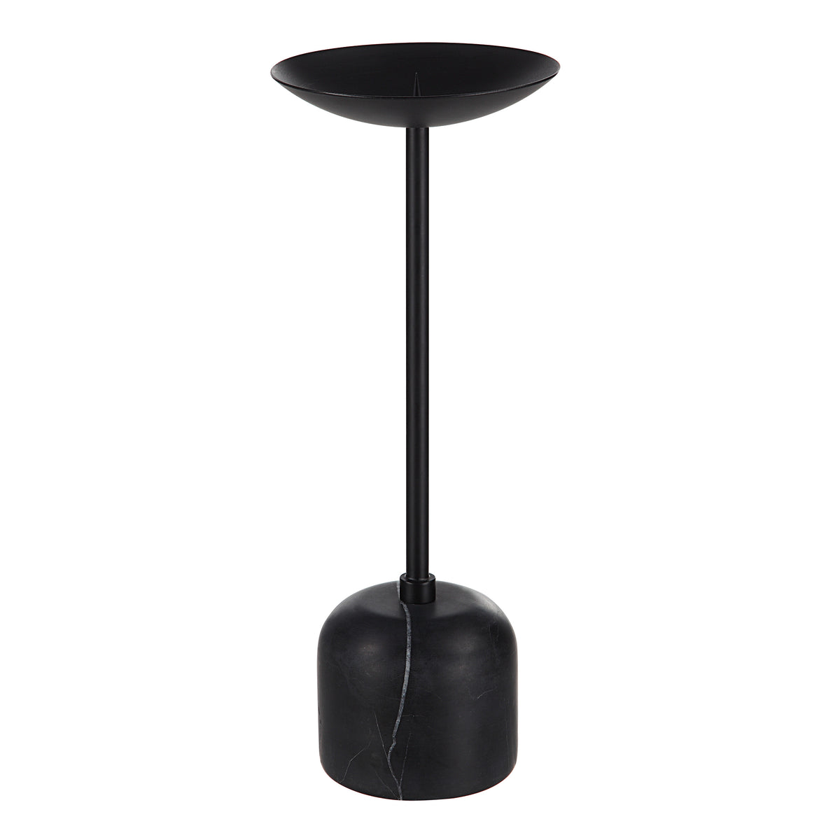 Uma Indoor Iron Set Of 2 Pillar Candle Holder, Matte Black-Candle Holders-DECOROLALA