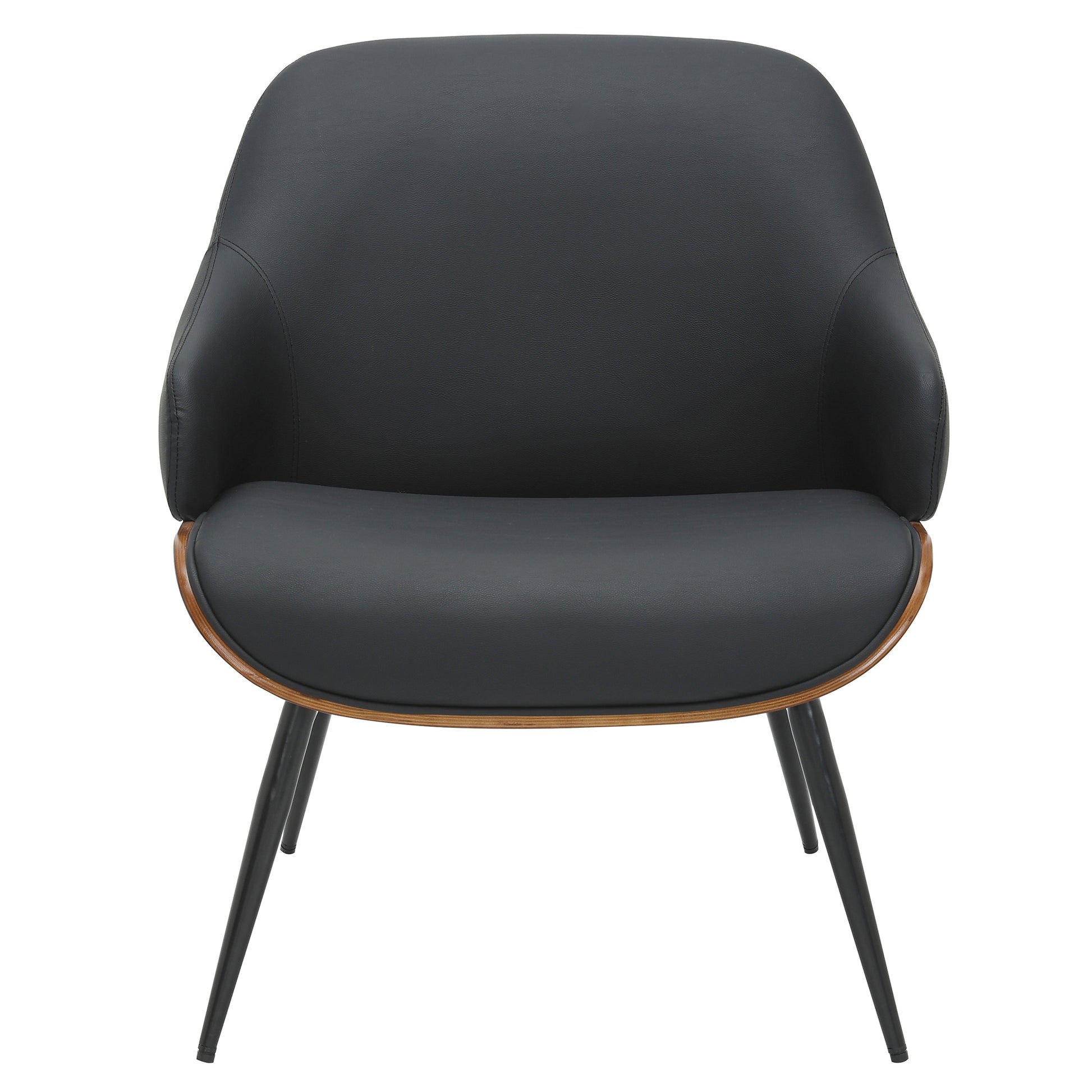 Umber Accent Chair - Black Faux Leather Walnut Finish-DECOROLALA