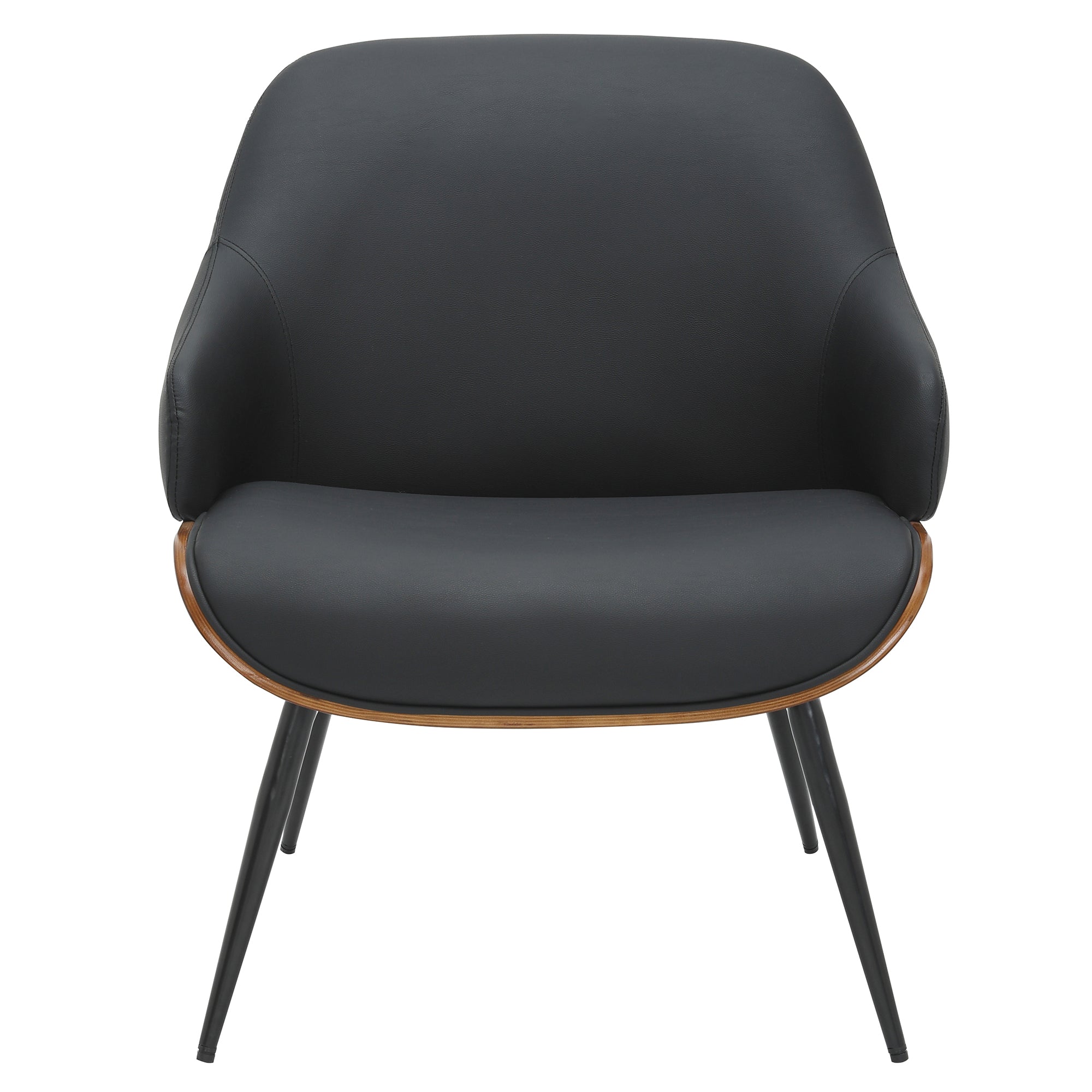 Umber Accent Chair - Black Faux Leather Walnut Finish-DECOROLALA