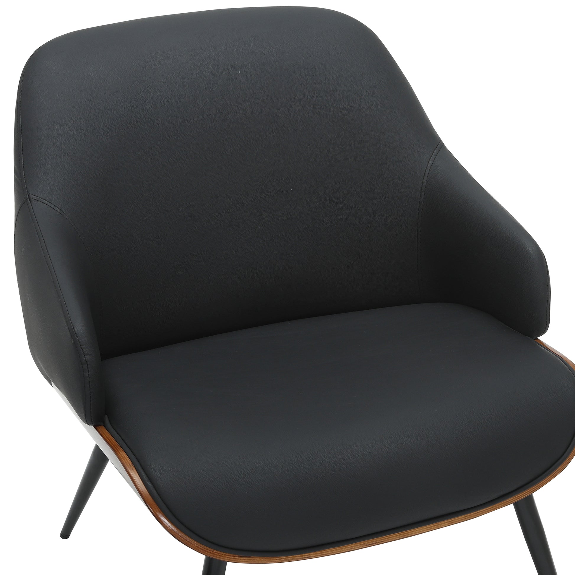 Umber Accent Chair - Black Faux Leather Walnut Finish-DECOROLALA