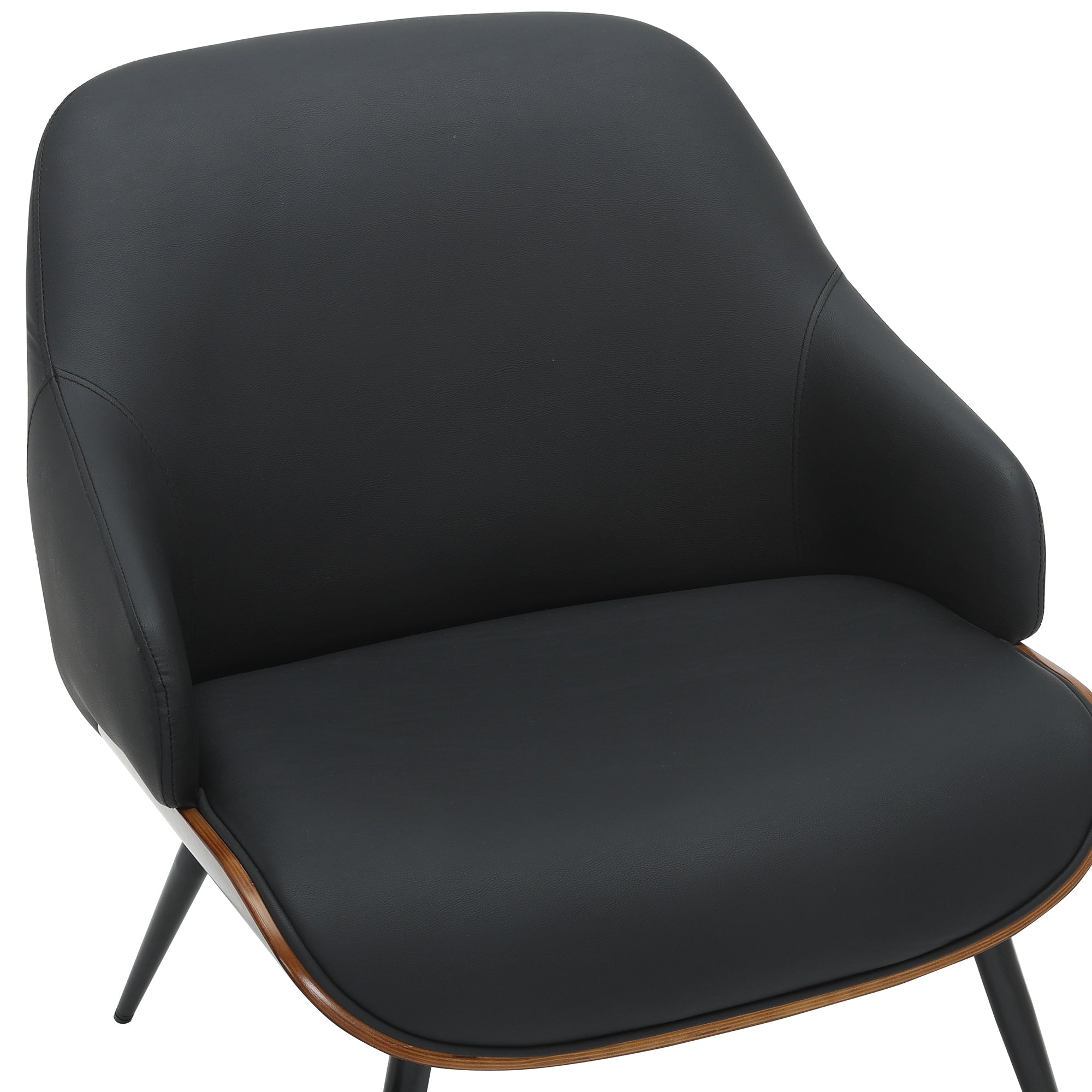 Umber Accent Chair - Black Faux Leather Walnut Finish-DECOROLALA