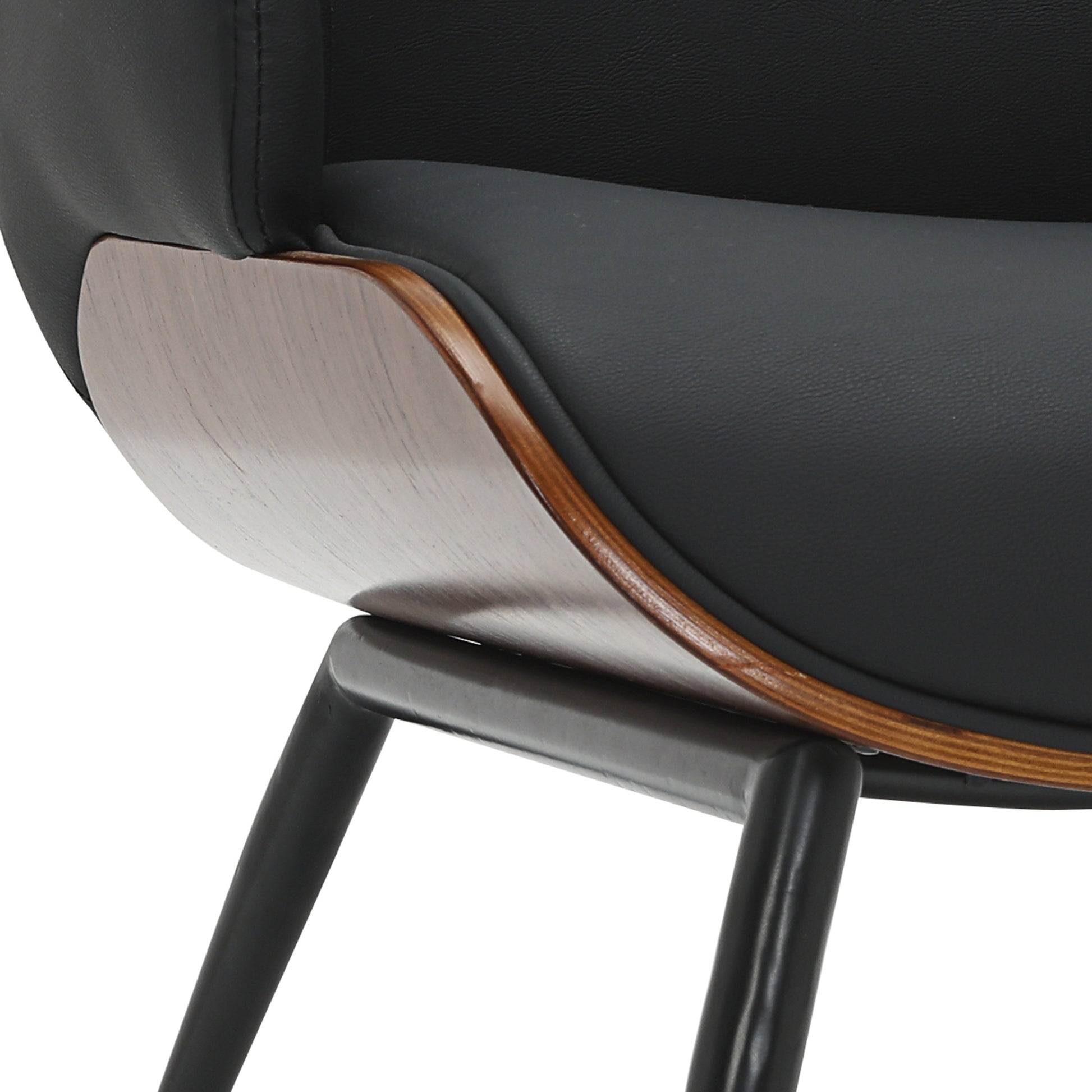 Umber Accent Chair - Black Faux Leather Walnut Finish-DECOROLALA