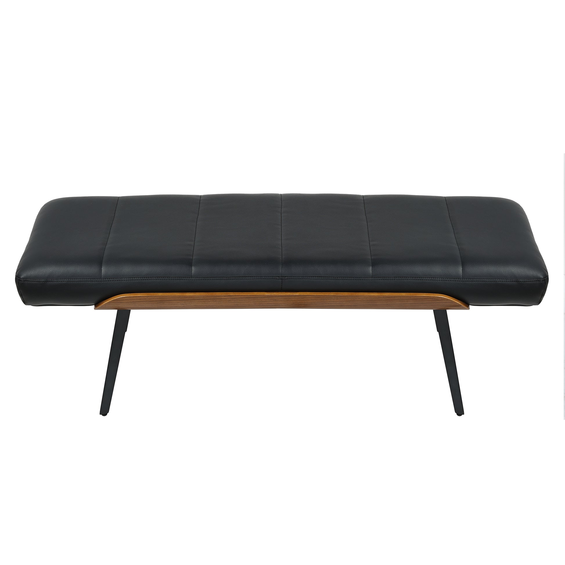 Umber Entryway Bench - Black Faux Leather Walnut Finish-DECOROLALA