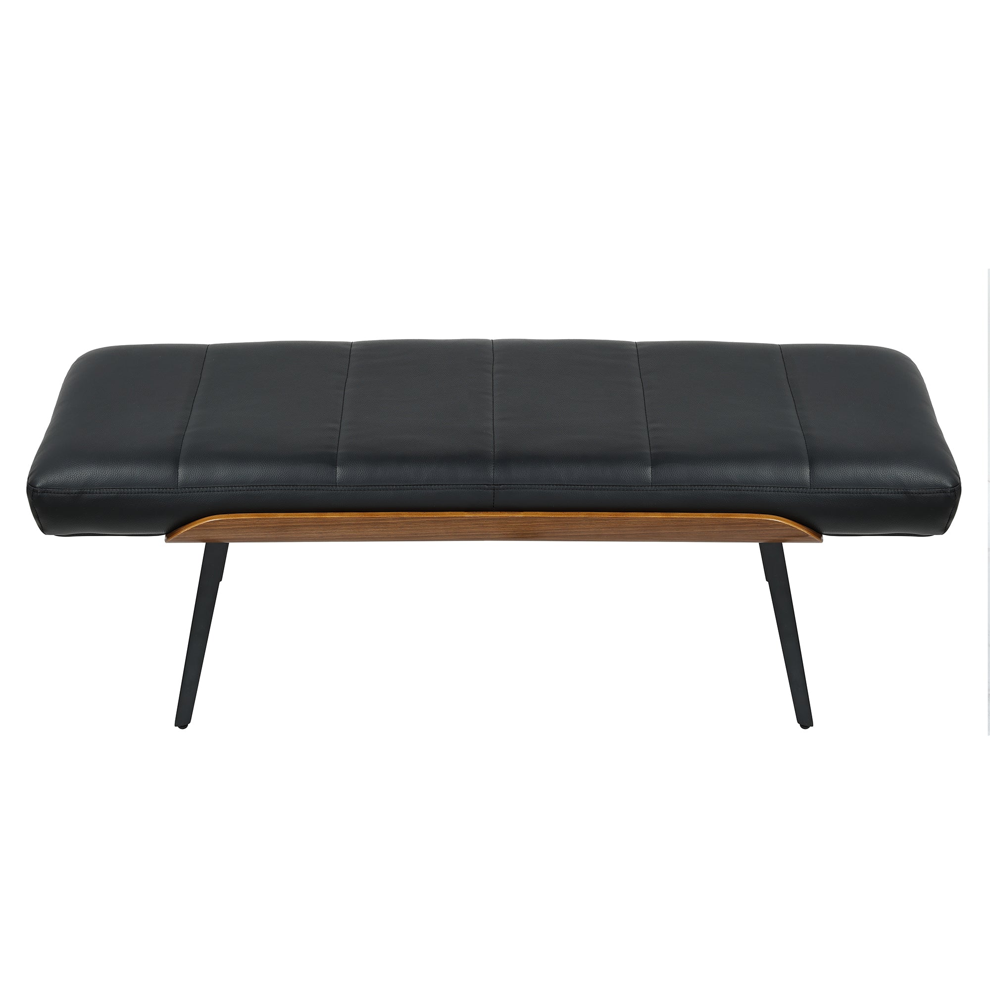 Umber Entryway Bench - Black Faux Leather Walnut Finish-DECOROLALA