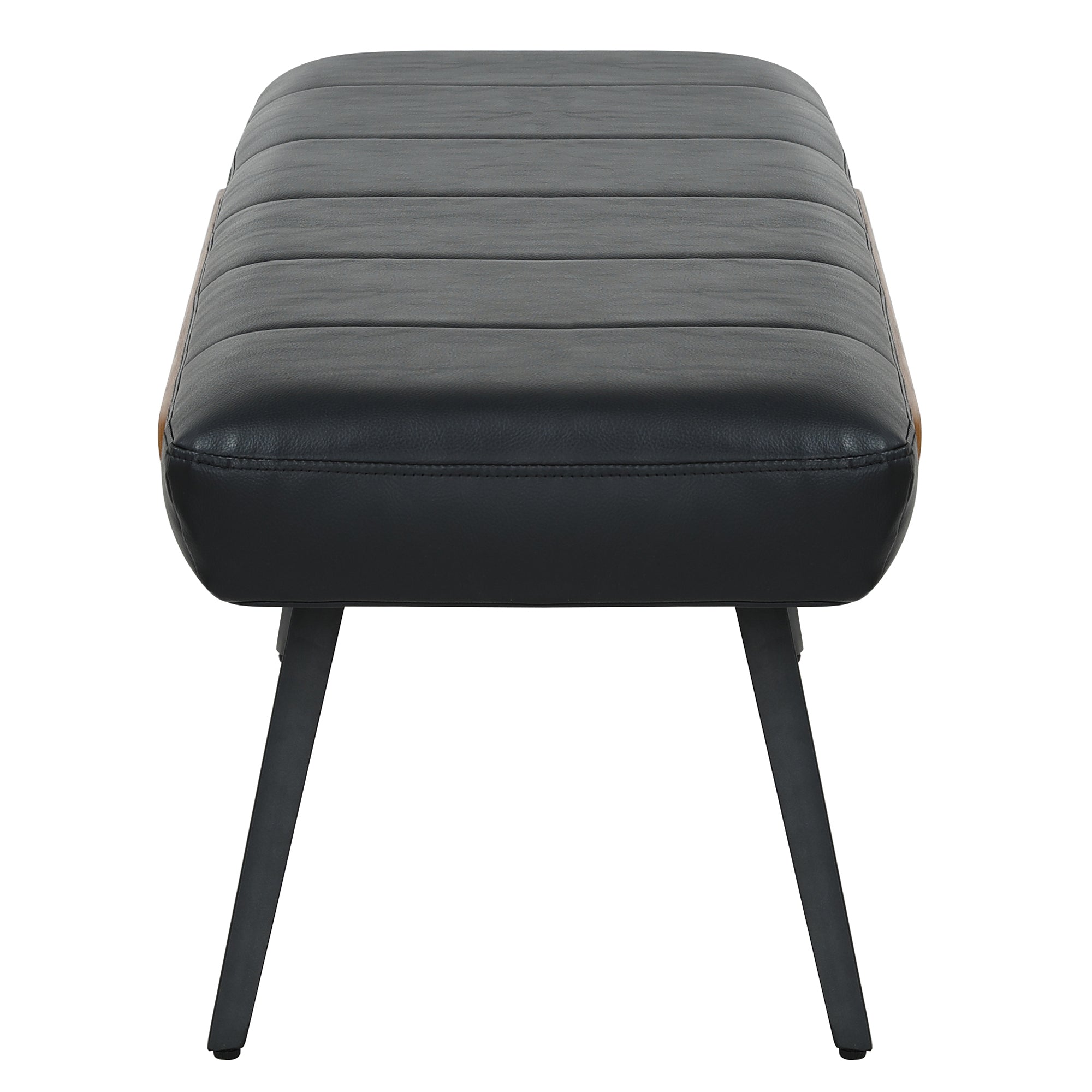 Umber Entryway Bench - Black Faux Leather Walnut Finish-DECOROLALA