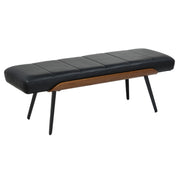 Umber Entryway Bench - Black Faux Leather Walnut Finish-DECOROLALA