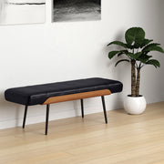 Umber Entryway Bench - Black Faux Leather Walnut Finish-DECOROLALA