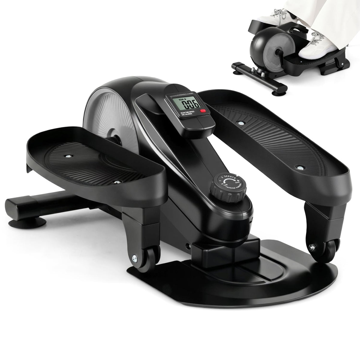 Under Desk Elliptical Pedal Exerciser Adjustable Magnetic Resistance-Silver-Elliptical Trainers-DECOROLALA