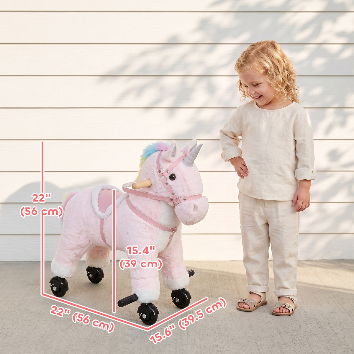Unicorn Ride on Toy for Girls 2-5 Years, Ride On Unicorn with Wheels and Sounds for Active Play, Birthday Gift, Pink-Toys & Games > Baby & Toddler Toys > Riding & Rocking Toys > Rocking Horses-DECOROLALA