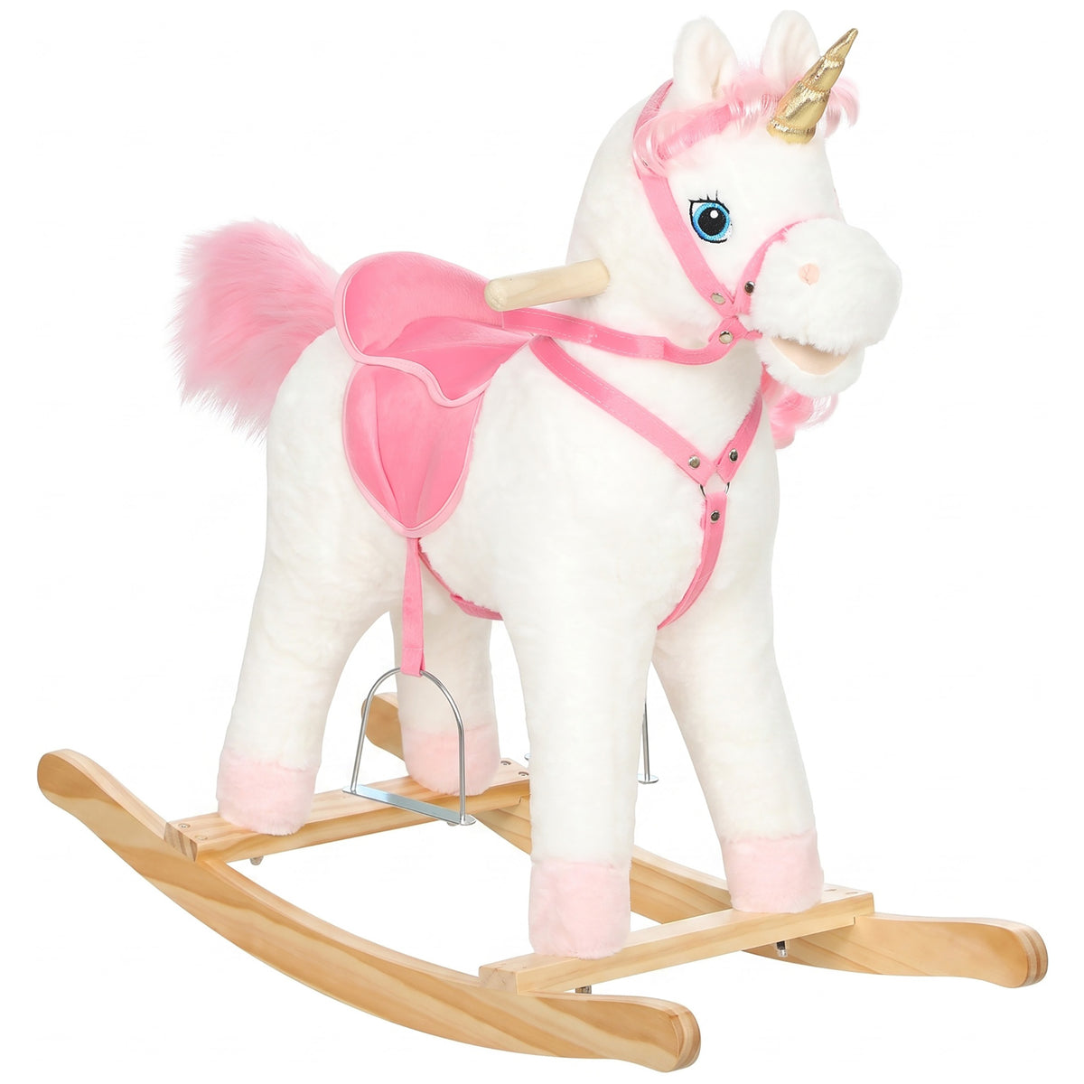 Baby Rocking Horse, Unicorn Kid Ride on Toy with Rocking Limit, Tail Wag Mouth Movement, Sounds for 3-5 Y, White-Toys & Games > Baby & Toddler Toys > Riding & Rocking Toys > Rocking Horses-DECOROLALA