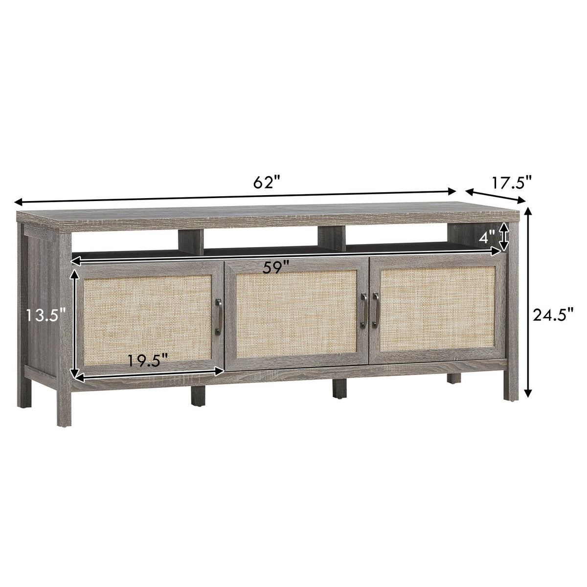 Universal TV Stand Entertainment Media Center for TV's up to 65 Inch-Gray-Entertainment Centers & TV Stands-DECOROLALA