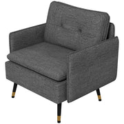 Upholstered Accent Chair, Dark Grey, Tufted Back, Steel Legs-DECOROLALA