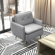 Upholstered Accent Chair, Grey, Tufted Back, Steel Legs, Living Room, Bedroom-DECOROLALA